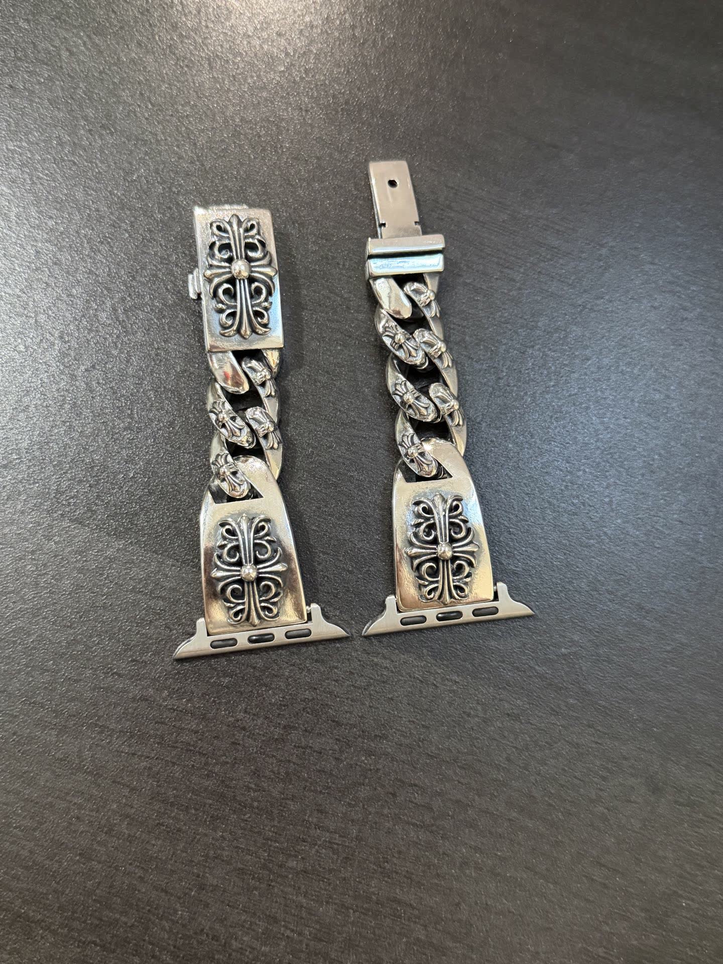 Chrome Hearts Silver Watch Band with Ornate Design